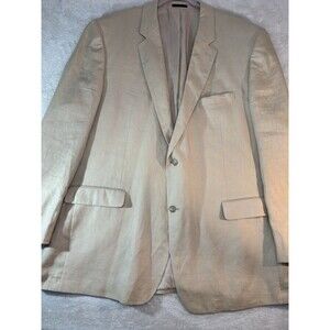 Andrew Fezza Men’s Classic Fit Blazer Jacket 50 L Beige Linen Sport Coat